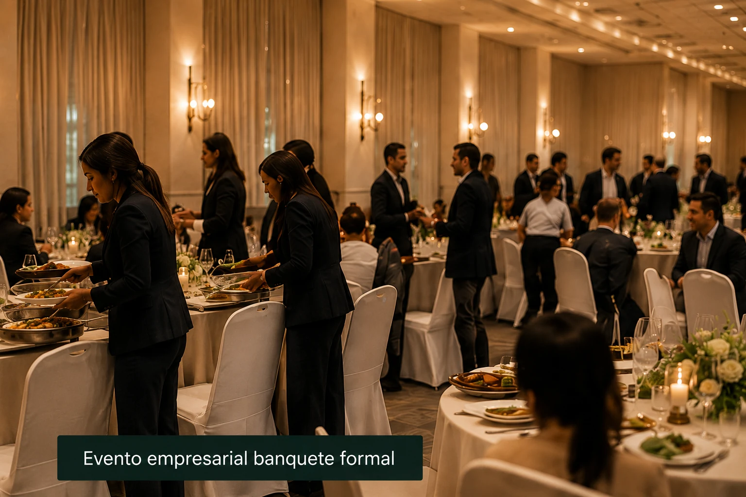 Banquete corporativo con servicio completo