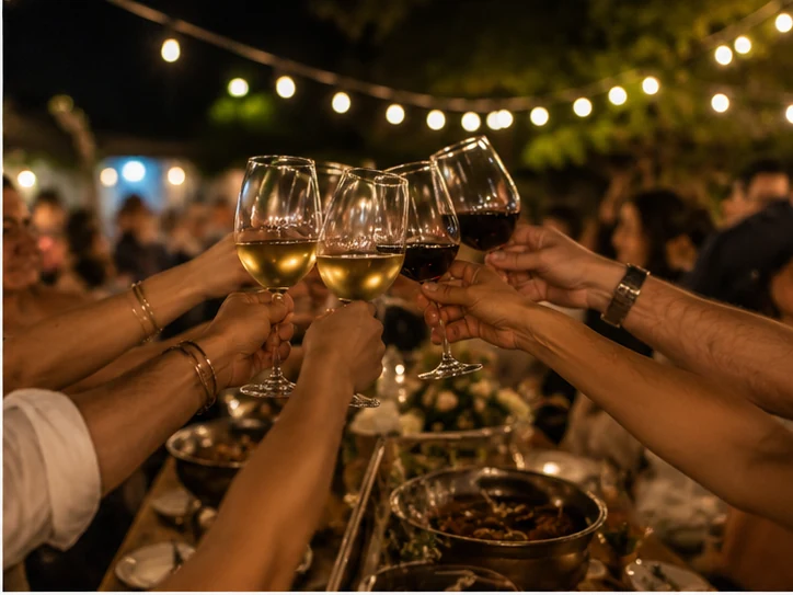 Brindis en celebración con catering Altomesa