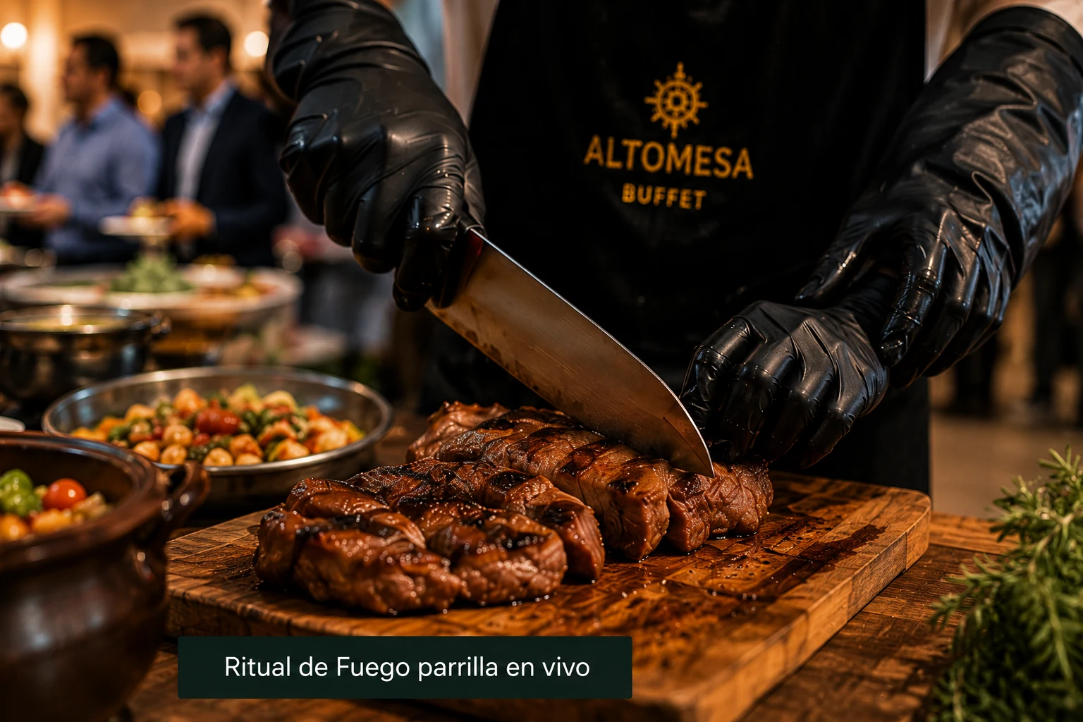Corte a la parrilla en evento premium