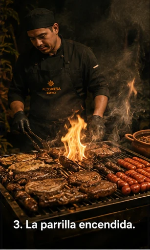 Parrilla encendida en evento privado